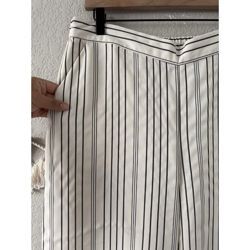 Long Tall Sally Pin Striped Wide Leg Pull On Trouser Pants Nautical Coastal 12 - Picture 5 of 9